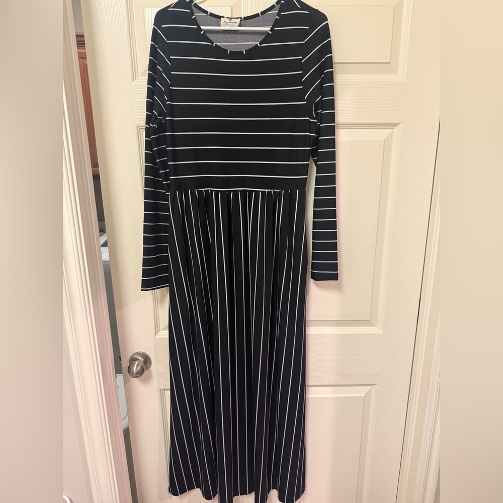 Black and White Striped Maxi Dress